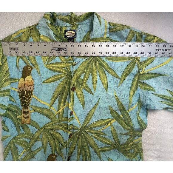 Tommy Bahama Mens Medium 100% Linen Tropical Parrot & Leaf Print Button-Up Shirt - Picture 4 of 7